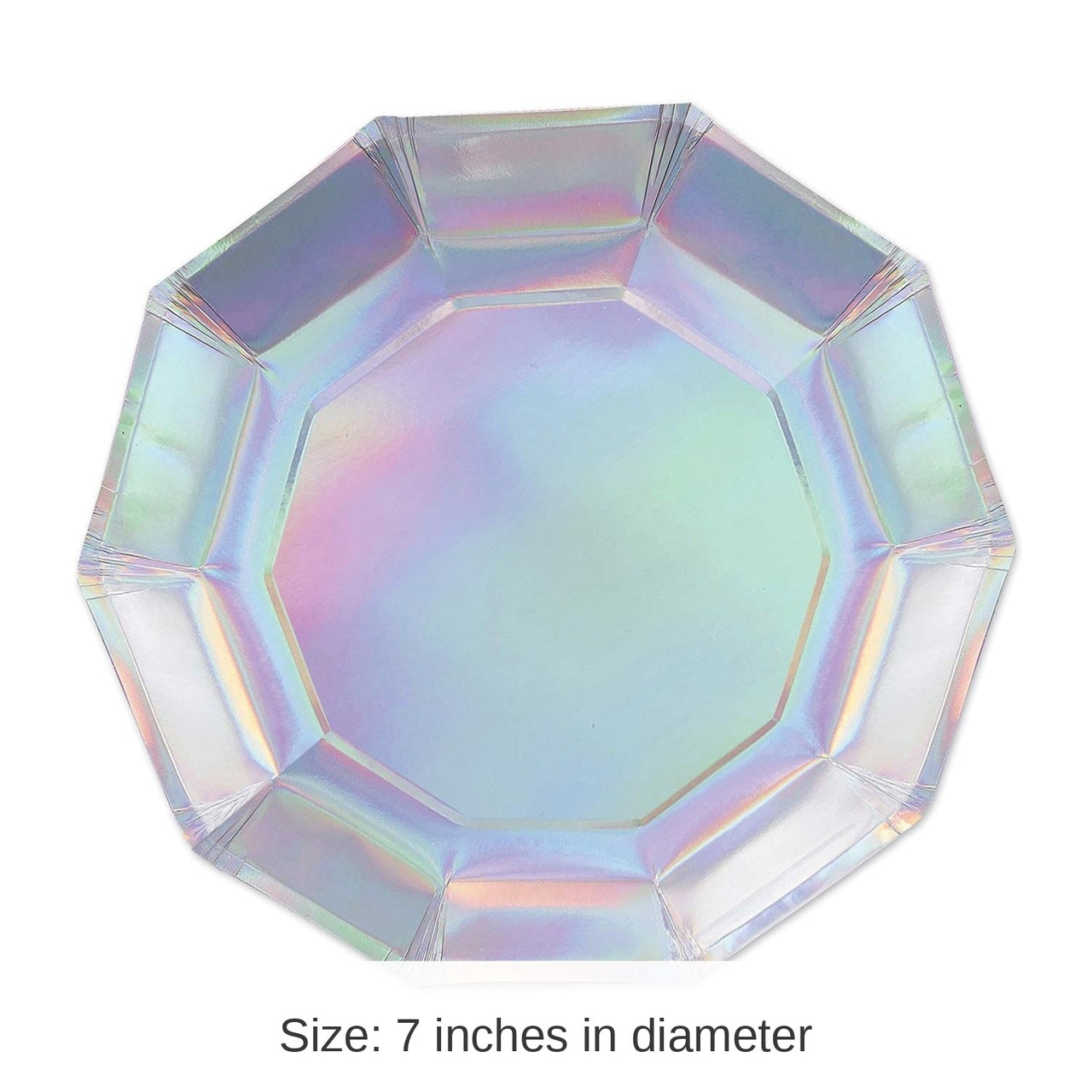 96 Pack Bulk Iridescent Decagon Party Paper Plates 7 inch