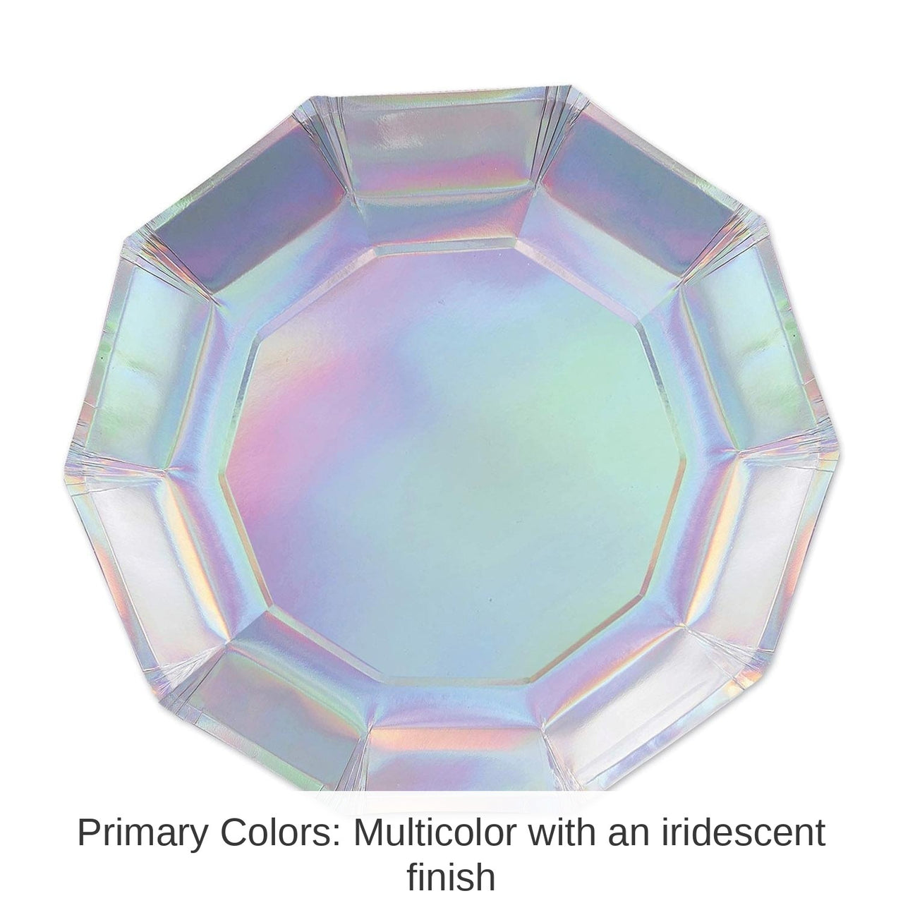 96 Pack Bulk Iridescent Decagon Party Paper Plates 7 inch