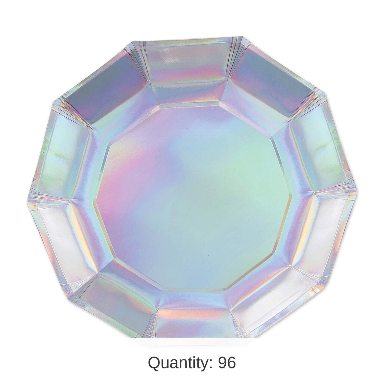 96 Pack Bulk Iridescent Decagon Party Paper Plates 7 inch
