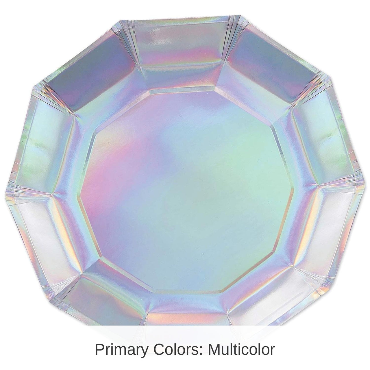 96 Pack Bulk Iridescent Decagon Party Paper Plates 9 inch