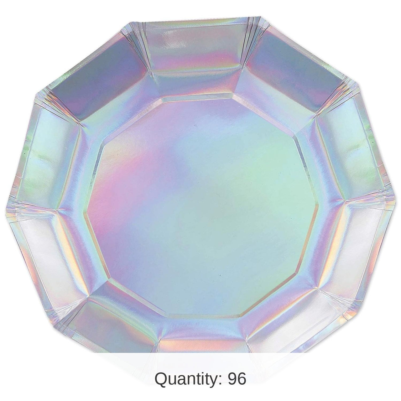 96 Pack Bulk Iridescent Decagon Party Paper Plates 9 inch