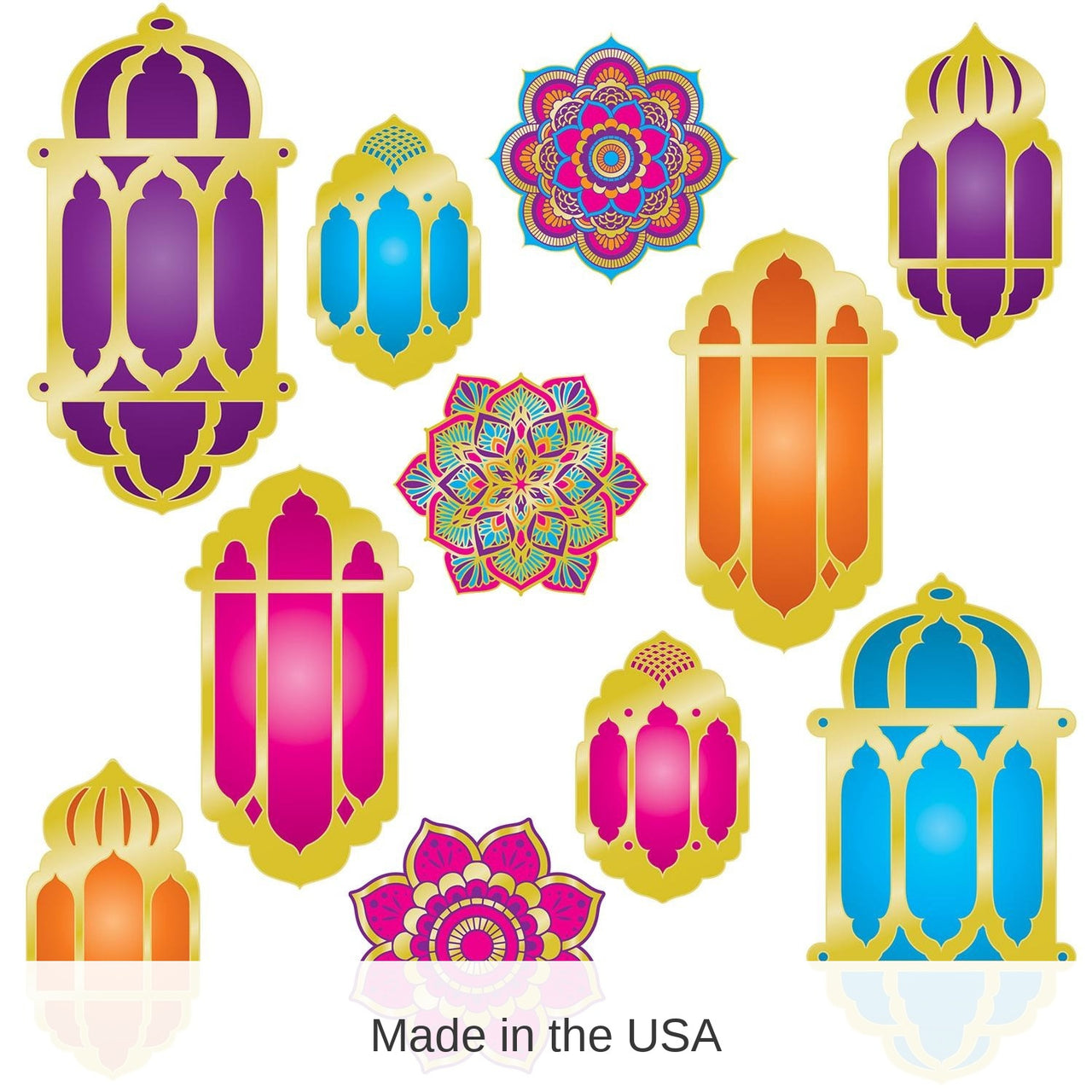 132 Piece Bulk Foil Lantern/Mandala Party Cutouts