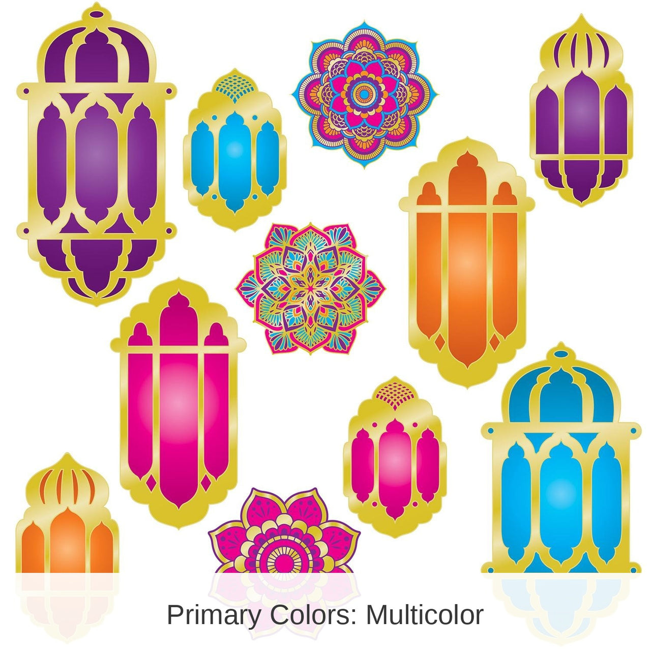 132 Piece Bulk Foil Lantern/Mandala Party Cutouts