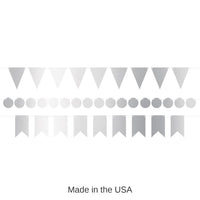 12 Pack Bulk Foil Mini Party Streamer Kit - silver