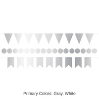 12 Pack Bulk Foil Mini Party Streamer Kit - silver