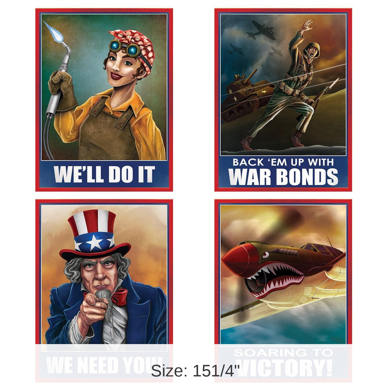 48 Pack Bulk World War II Party Poster Cutouts