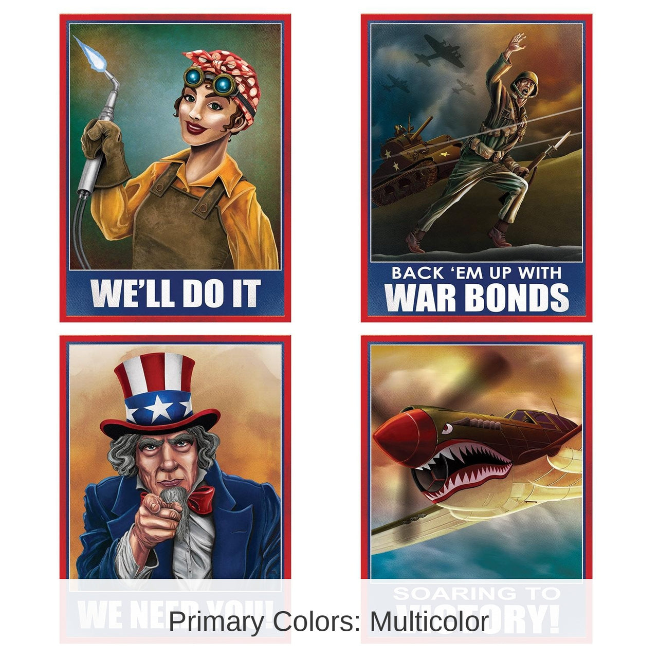 48 Pack Bulk World War II Party Poster Cutouts