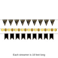 12 Pack Bulk Foil Mini Party Streamer Kit - black/gold
