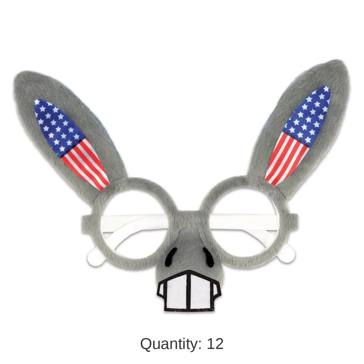 12 Pack Bulk Patriotic Donkey Glasses
