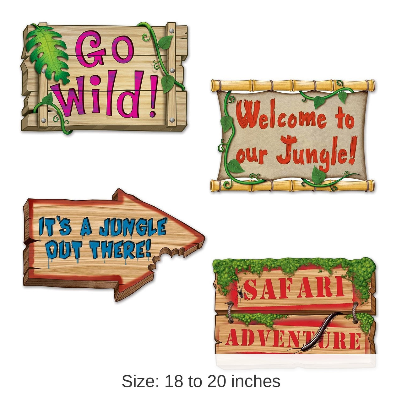 48 Pack Bulk Jungle Party Sign Cutouts