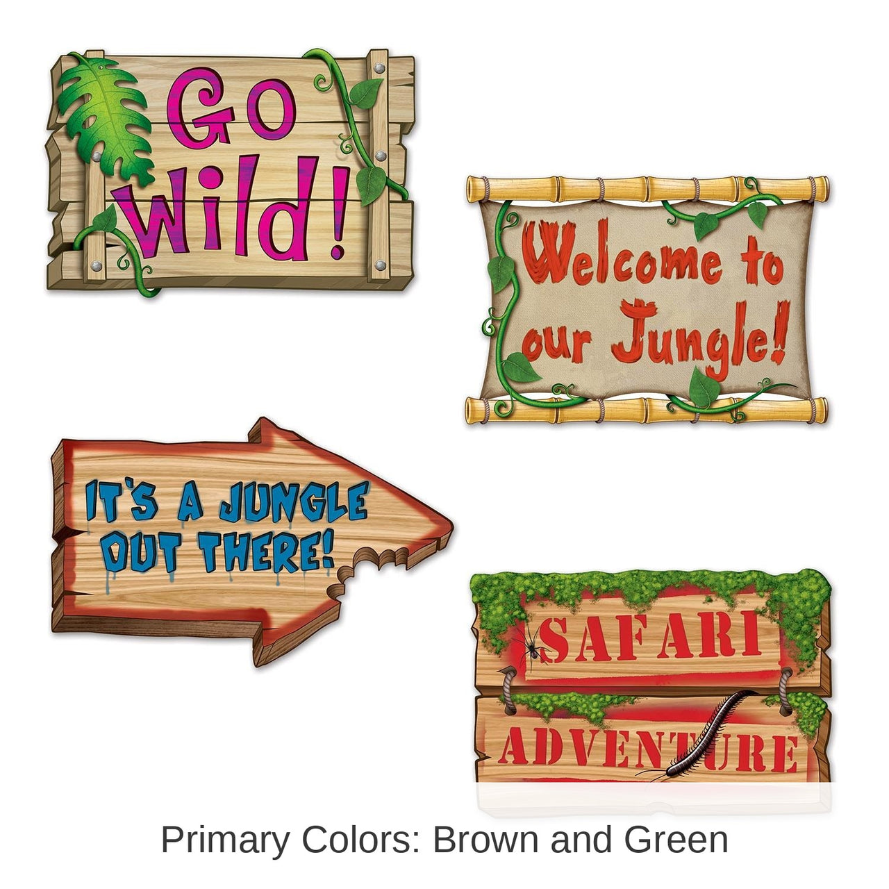 48 Pack Bulk Jungle Party Sign Cutouts