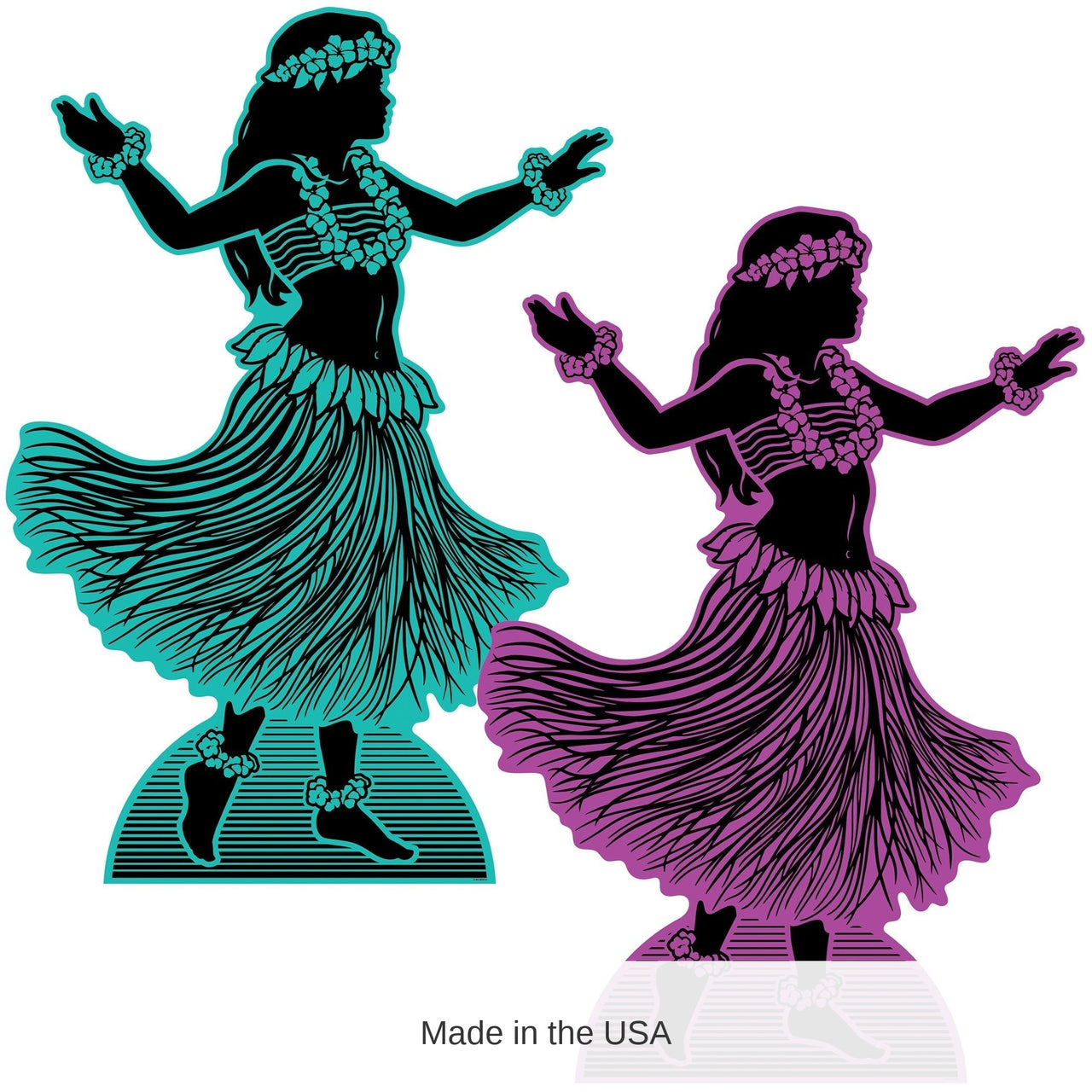 8 Pack Bulk Hula Dancer Silhouette Stand-Ups Luau Decor