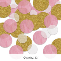 12 Pack Bulk Dot Deluxe Sparkle Party Gold/Pink/White Confetti (0.5 Oz/Pkg)