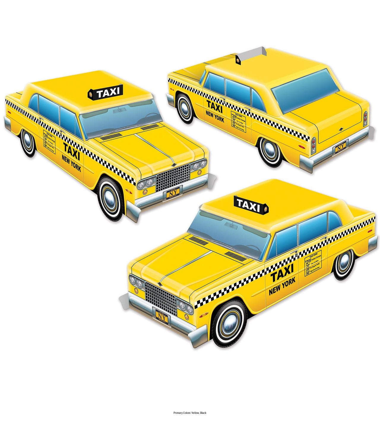 36 Pack Bulk 3-D Taxi Cab Party Centerpieces