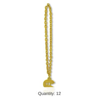 12 Pack Bulk Gold Chain Party Bead Necklaces with $ Medallion
