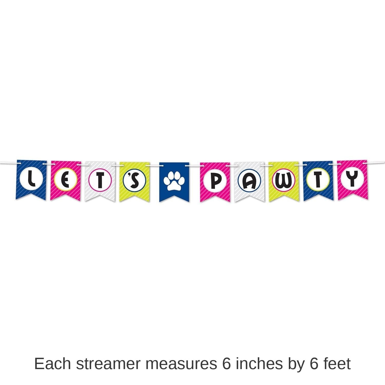 12 Pack Bulk Let's Pawty Party Streamer