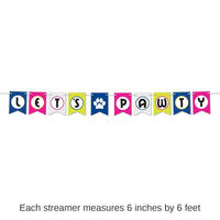 12 Pack Bulk Let's Pawty Party Streamer