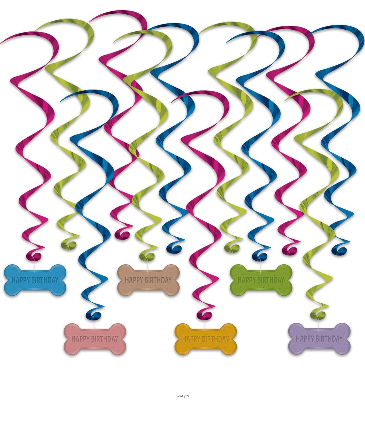 72 Pack Bulk Dog Birthday Party Whirls