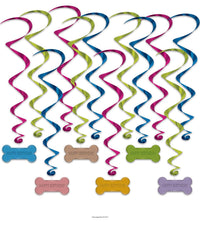 72 Pack Bulk Dog Birthday Party Whirls
