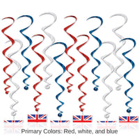 72 Pack Bulk British Flag Party Whirls