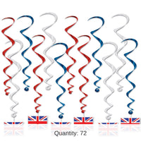 72 Pack Bulk British Flag Party Whirls