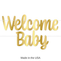 12 Pack Bulk Foil Welcome Baby Streamer - Gold