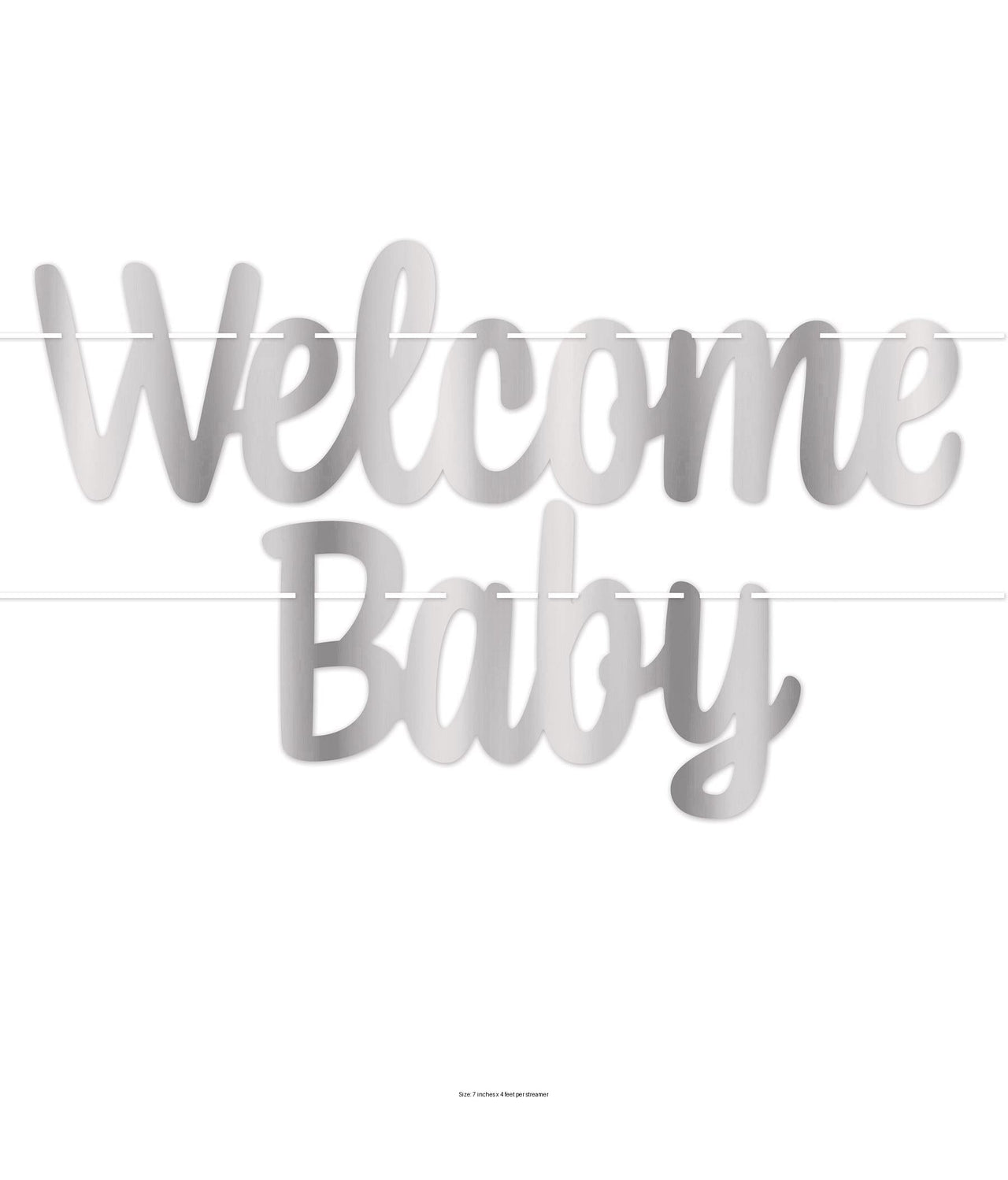 12 Pack Bulk Foil Welcome Baby Streamer - Silver