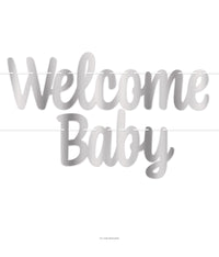 12 Pack Bulk Foil Welcome Baby Streamer - Silver