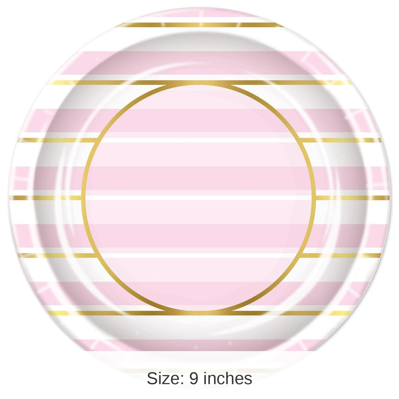 96 Pack Bulk Pink Striped Paper Plates 9 inch