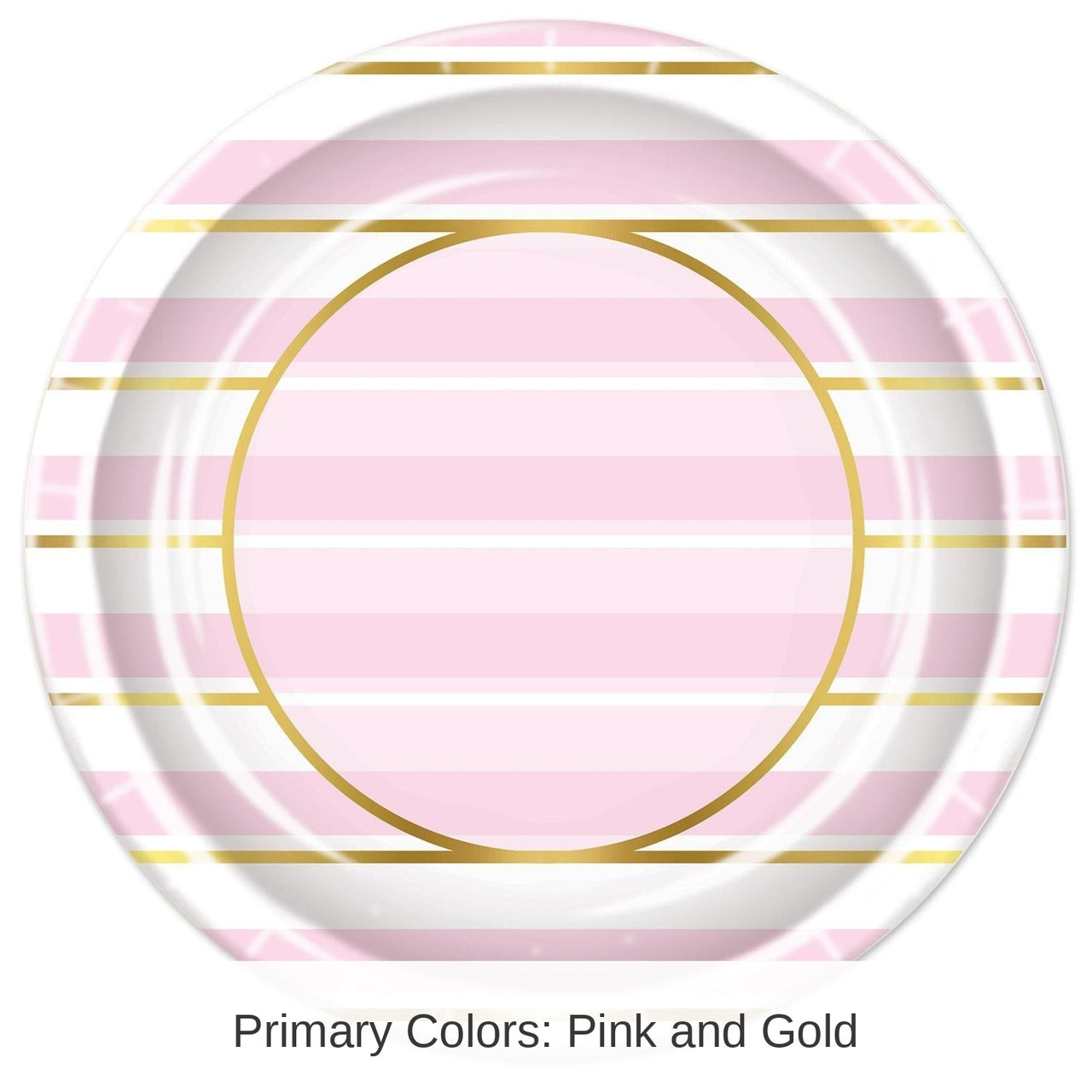 96 Pack Bulk Pink Striped Paper Plates 9 inch