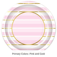 96 Pack Bulk Pink Striped Paper Plates 9 inch