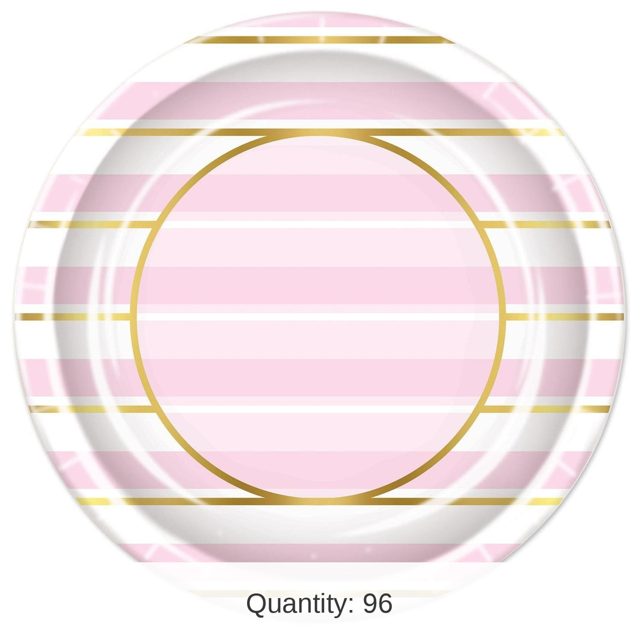 96 Pack Bulk Pink Striped Paper Plates 9 inch