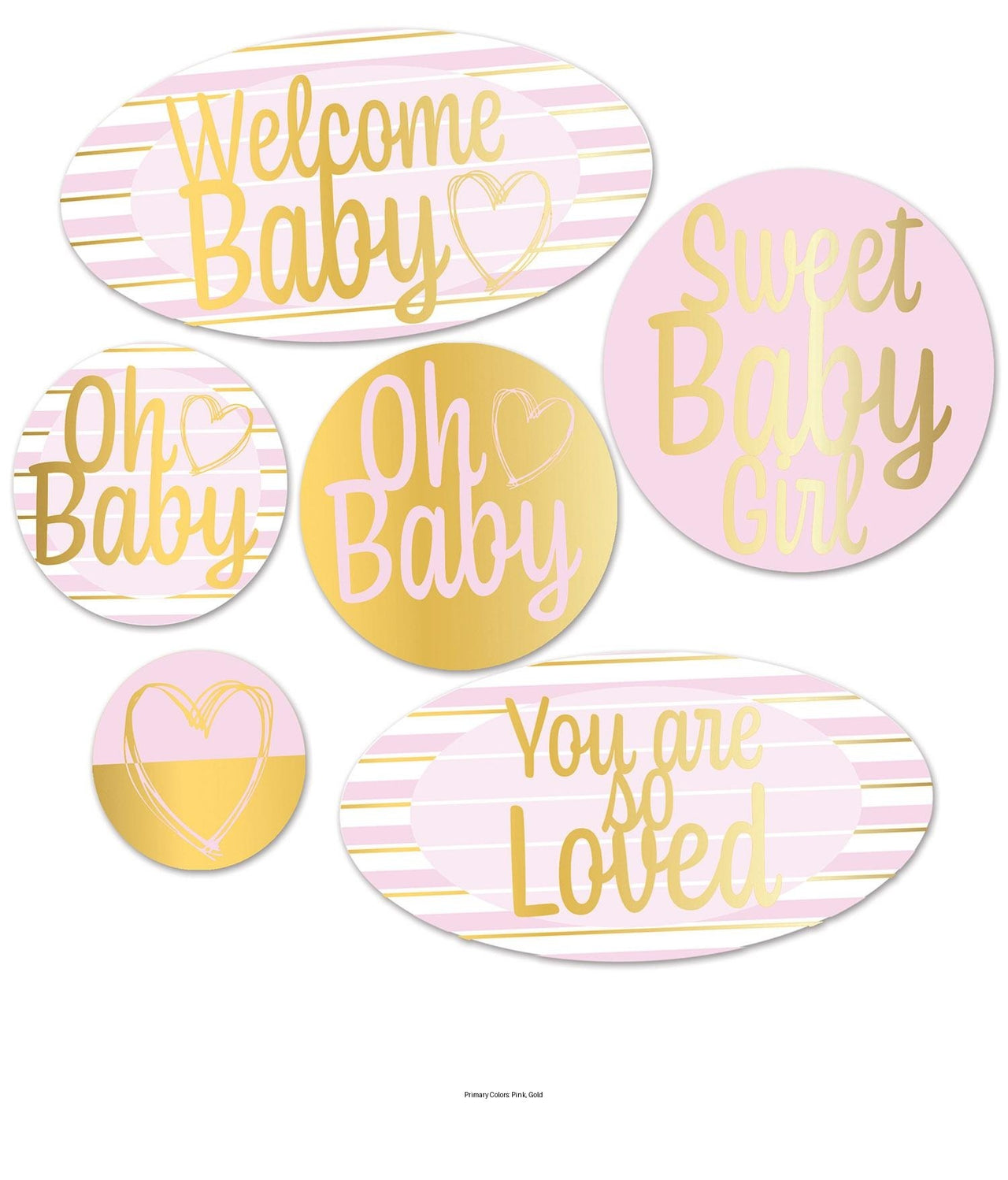 72 Pack Bulk Foil Welcome Baby Cutouts - Girl