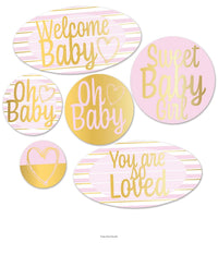 72 Pack Bulk Foil Welcome Baby Cutouts - Girl