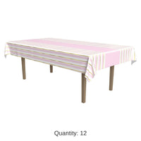 12 Pack Bulk Striped Tablecover - Girl