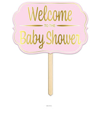 6 Pack Bulk Foil Welcome To The Baby Shower Yard Sign- Pink