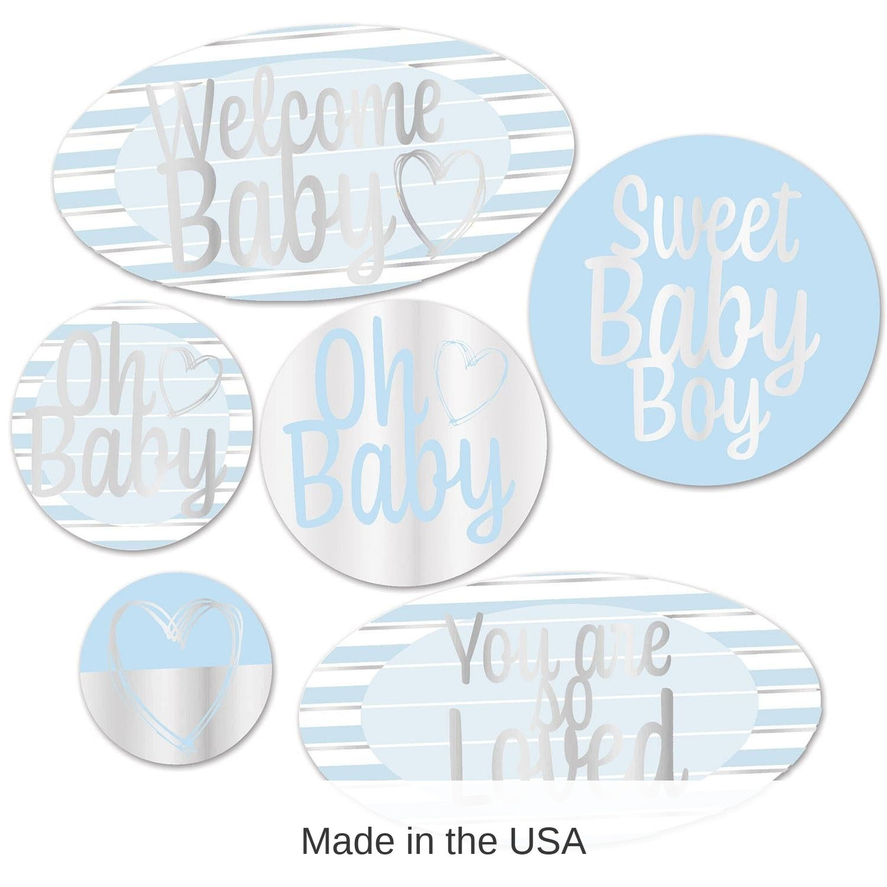 72 Pack Bulk Foil Welcome Baby Cutouts - Boy