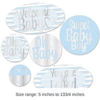 72 Pack Bulk Foil Welcome Baby Cutouts - Boy