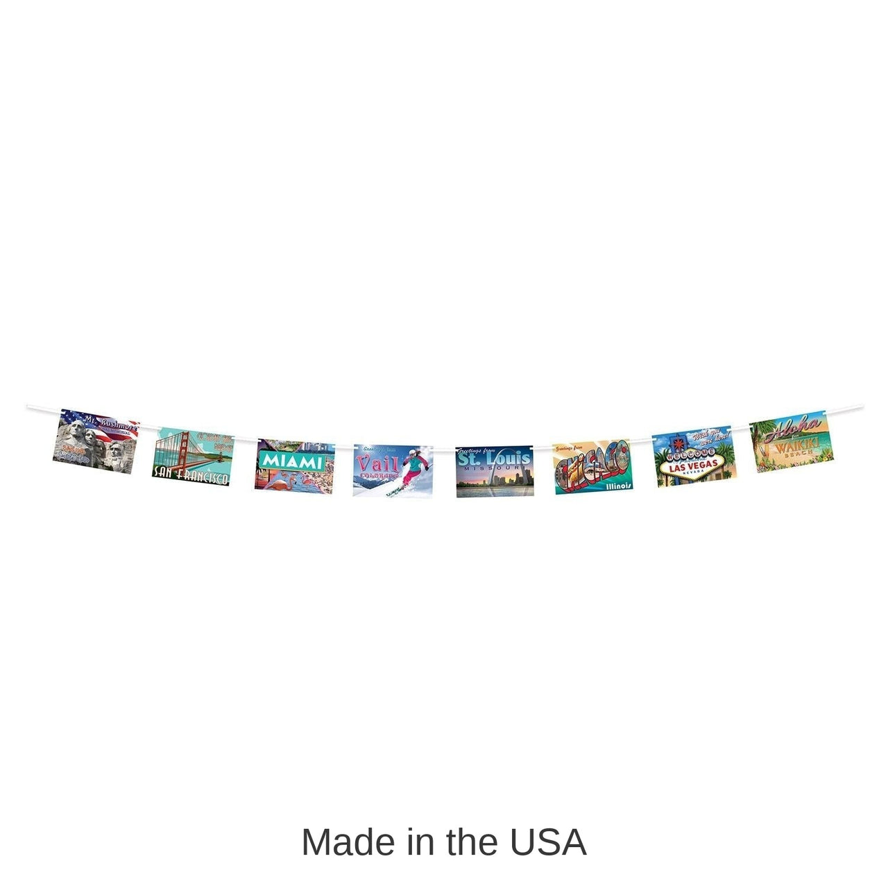 12 Pack Bulk Travel America Postcard Party Streamer