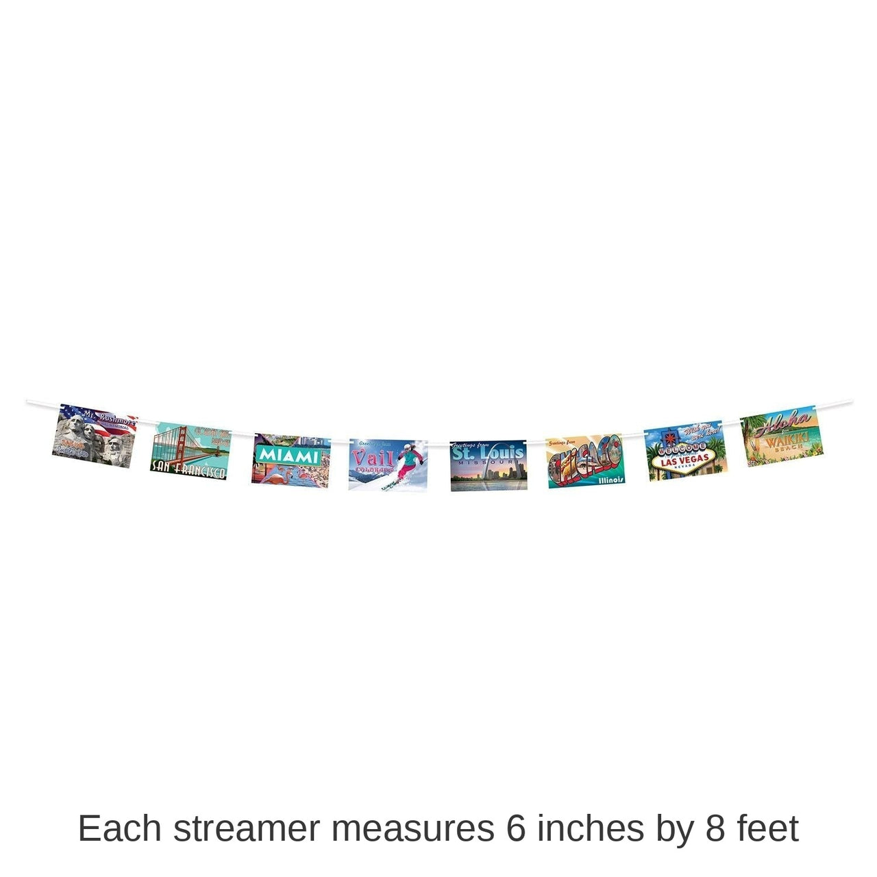 12 Pack Bulk Travel America Postcard Party Streamer