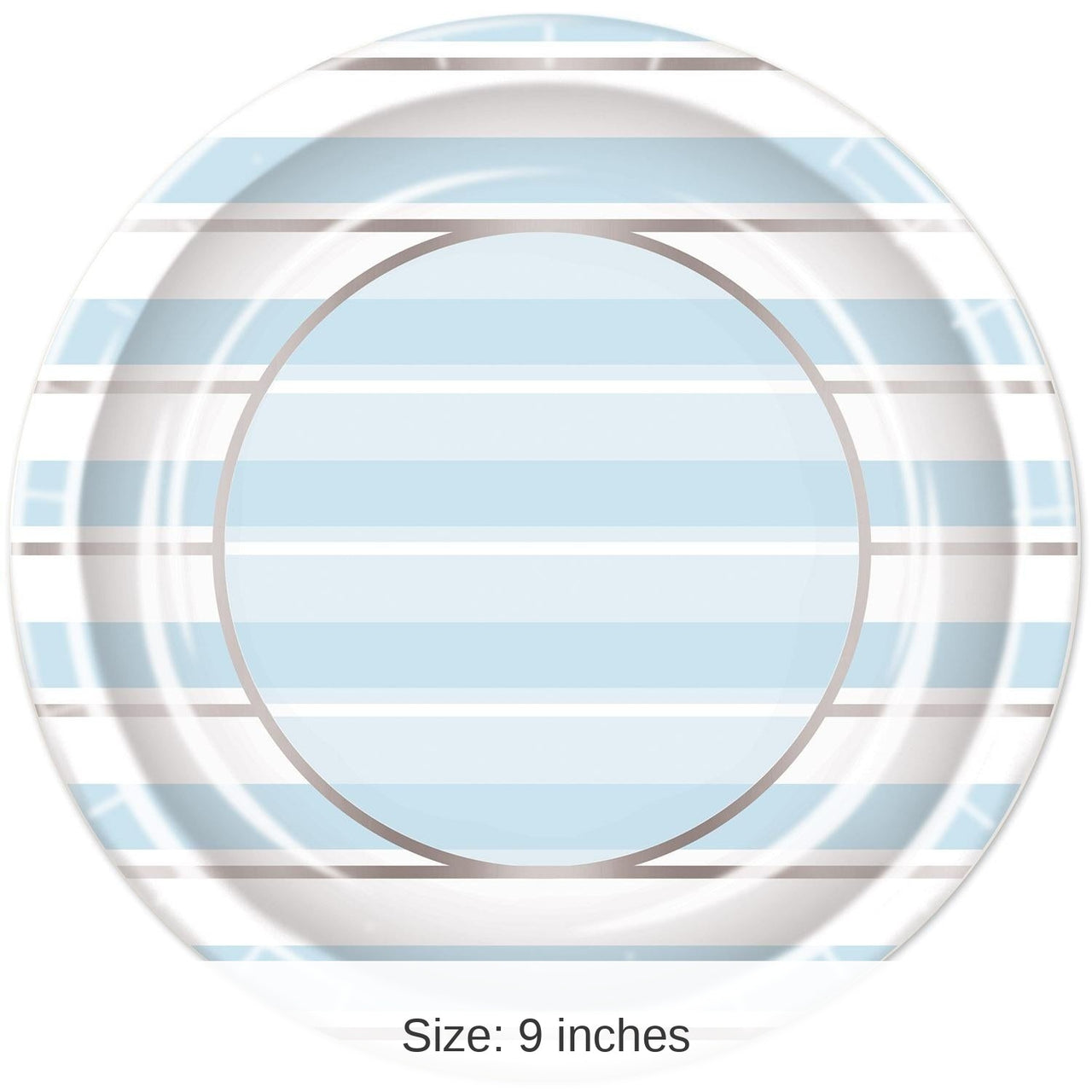 96 Pack Bulk Blue Striped Paper Plates 9 inch