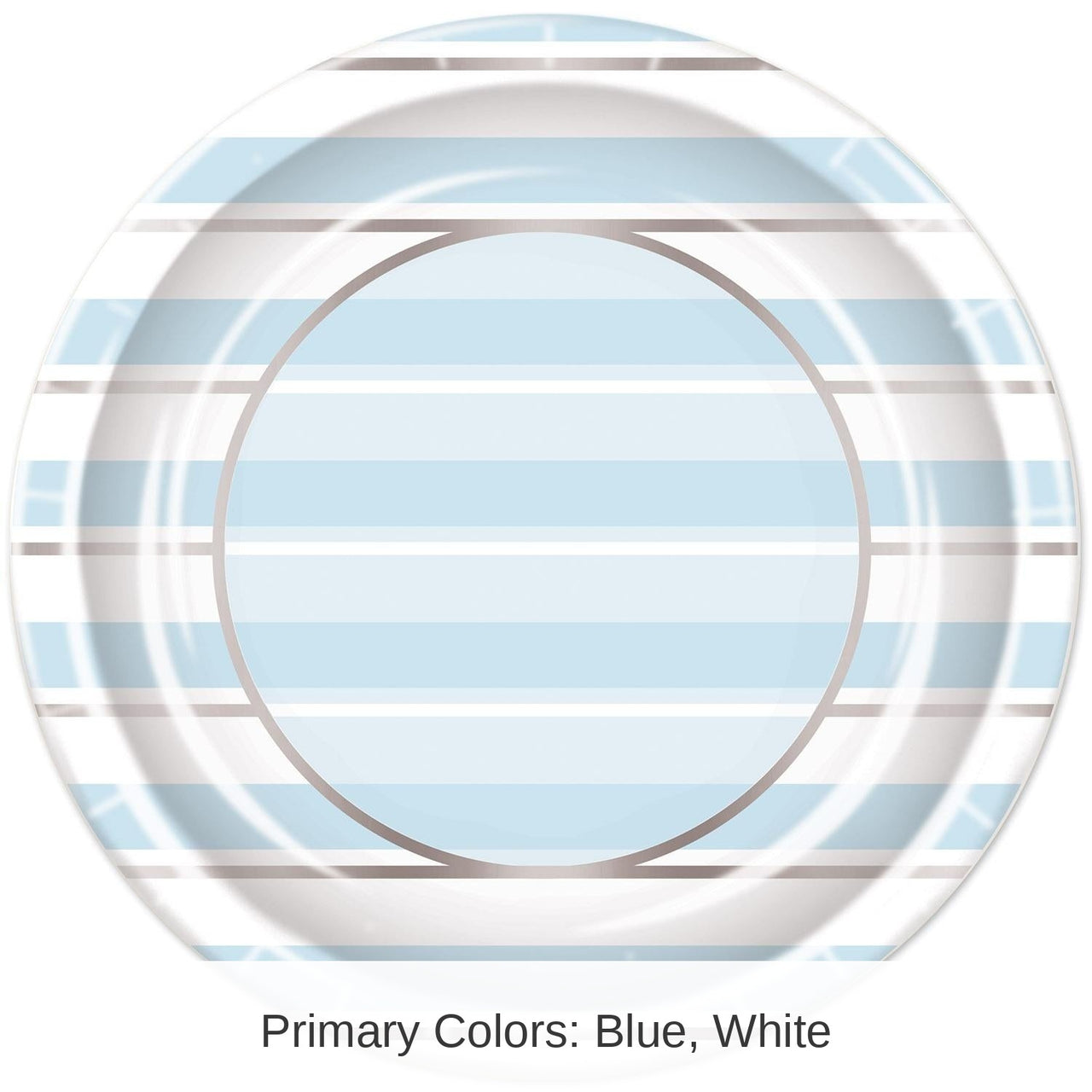 96 Pack Bulk Blue Striped Paper Plates 9 inch