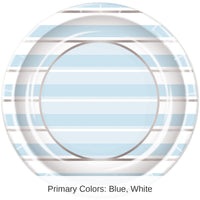 96 Pack Bulk Blue Striped Paper Plates 9 inch