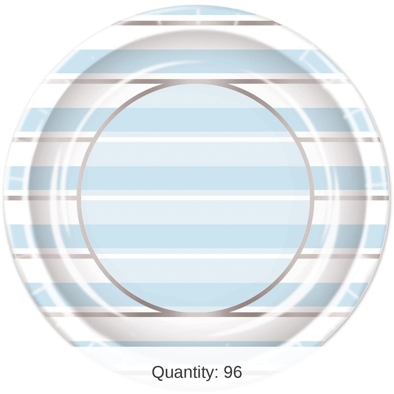 96 Pack Bulk Blue Striped Paper Plates 9 inch