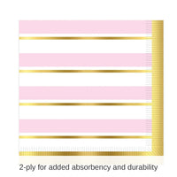 192 Pack Bulk Striped Luncheon Napkins - Girl