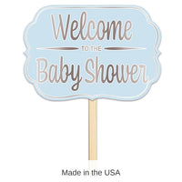 6 Pack Bulk Foil Welcome To The Baby Shower Yard Sign- Blue