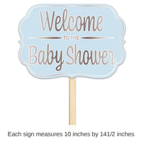 6 Pack Bulk Foil Welcome To The Baby Shower Yard Sign- Blue