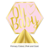 12 Pack Bulk 3-D Foil Oh Baby Centerpiece - Girl