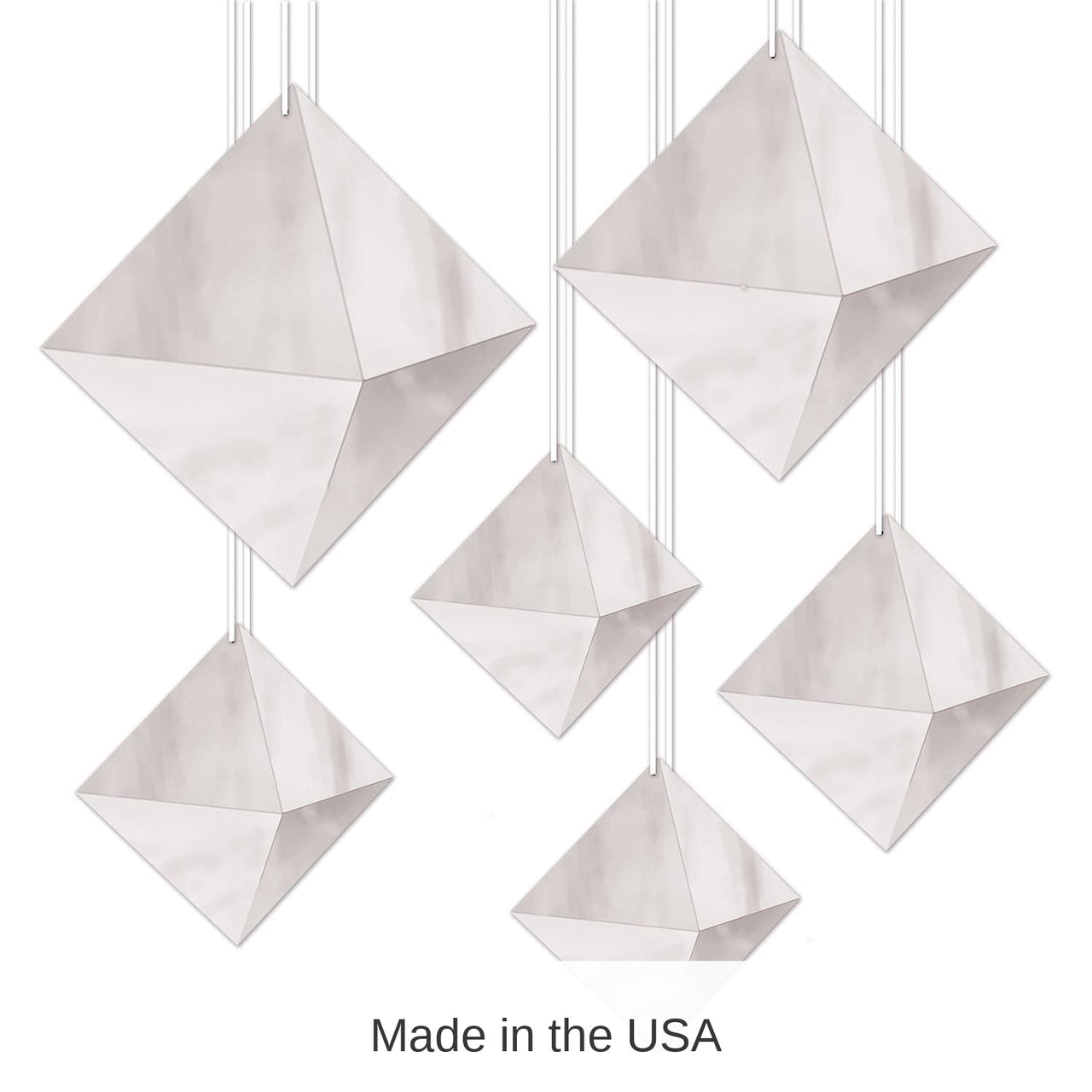 72 Pack Bulk 3-D Foil Party Diamonds - Silver