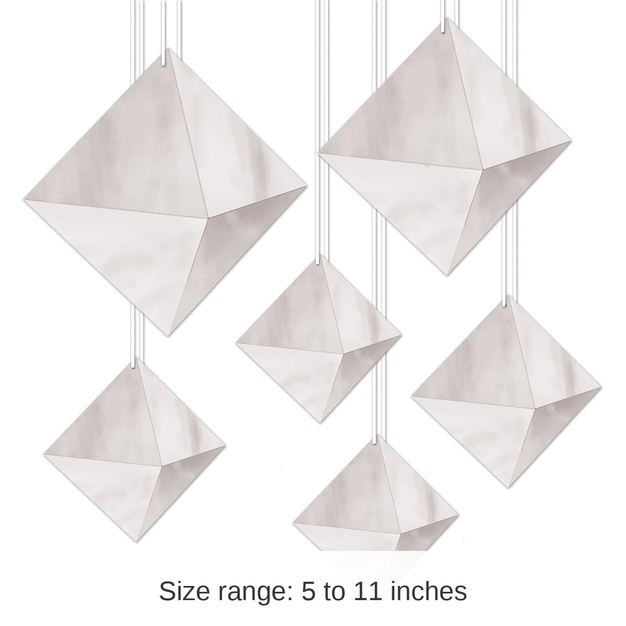 72 Pack Bulk 3-D Foil Party Diamonds - Silver